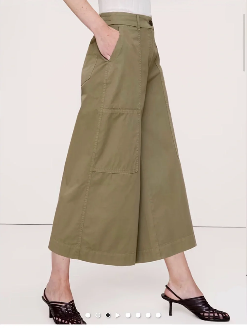 Banana Republic Olive Wide-Leg Cargo Culotte Pants